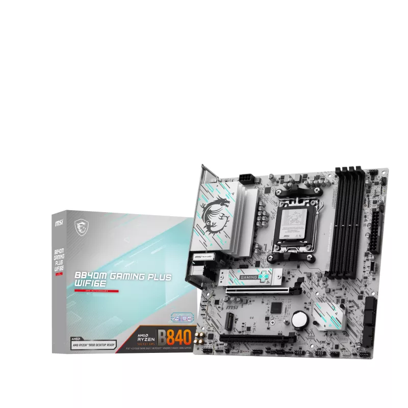 Moederbord MSI B840M GAMING PLUS WIFI6E microATX, socket AM5, DDR5 tot 256 GB, Wi-Fi 6E, 2,5GbE, M.2 x2, HDMI 2.1