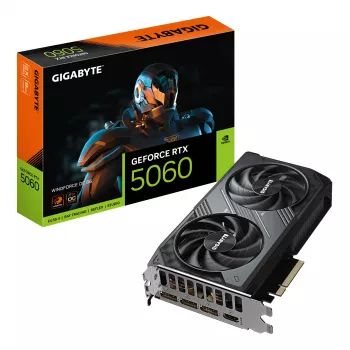 GIGABYTE GeForce RTX 5060 WINDFORCE OC 8G grafische kaart – 8GB GDDR7, 128bit, PCI-E 5.0, 2512 MHz kloksnelheid, 3 x DisplayPort, 1 x HDMI, GV-N5060WF2OC-8GD