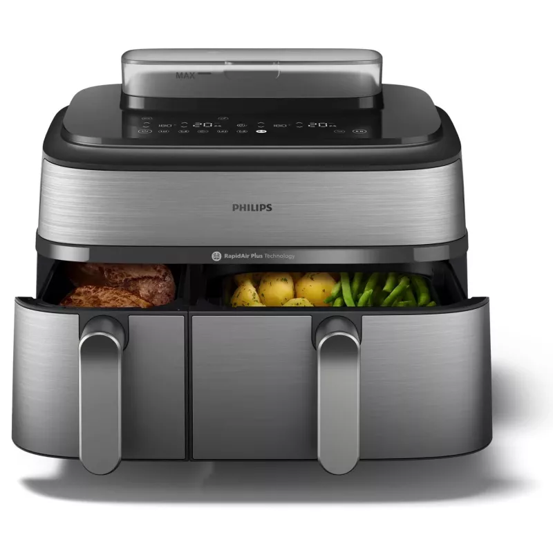 Philips 5000 series NA555/00 friteuse dubbel 9 L losstaand 2750 W heteluchtfriteuse zilver