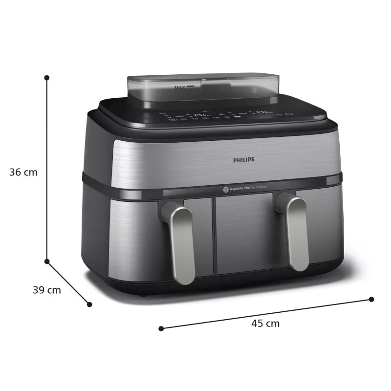 Philips 5000 series NA555/00 friteuse dubbel 9 L losstaand 2750 W heteluchtfriteuse zilver