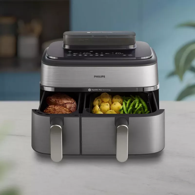 Philips 5000 series NA555/00 friteuse dubbel 9 L losstaand 2750 W heteluchtfriteuse zilver