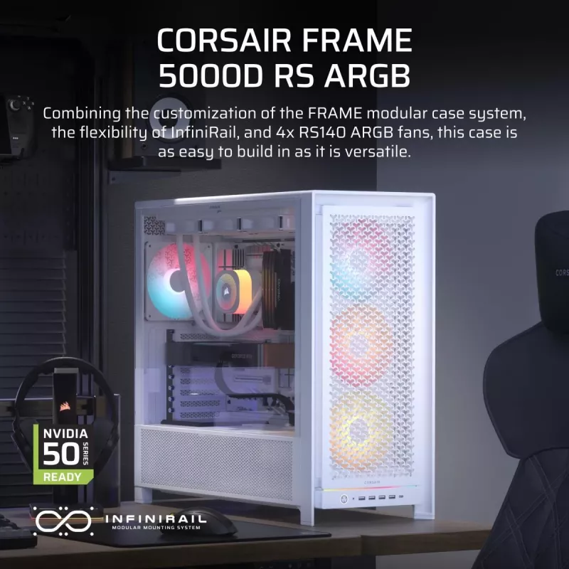 CORSAIR PC-behuizing - Frame 5000D RS ARGB High-Airflow Mid-Tower - wit