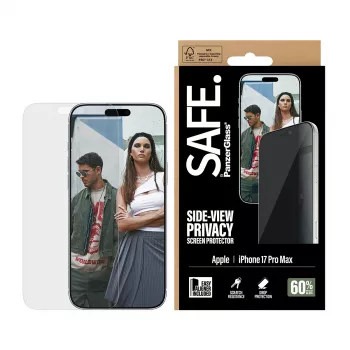 PanzerGlass SAFE. by ® 2-Way Privacy Screen Protector iPhone 17 Pro Max | Ultra-Wide Fit met EasyAligner