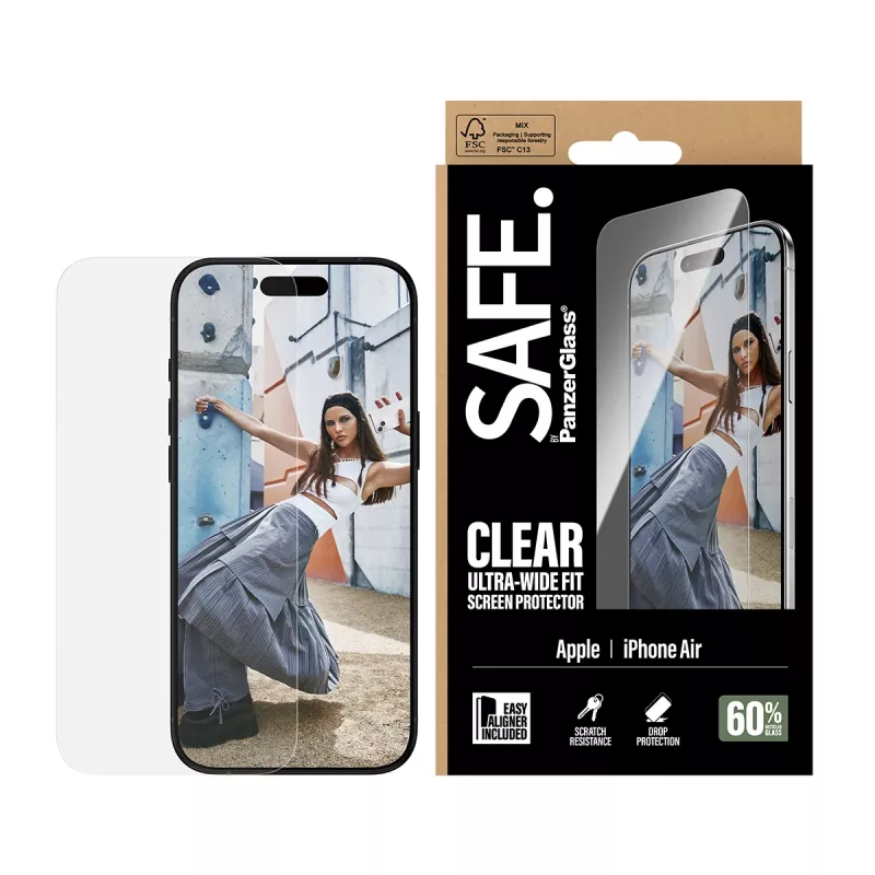 PanzerGlass SAFE. by ® displayschermfolie iPhone Air | Ultra-Wide Fit met EasyAligner