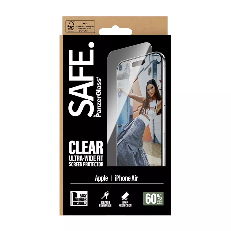 PanzerGlass SAFE. by ® displayschermfolie iPhone Air | Ultra-Wide Fit met EasyAligner