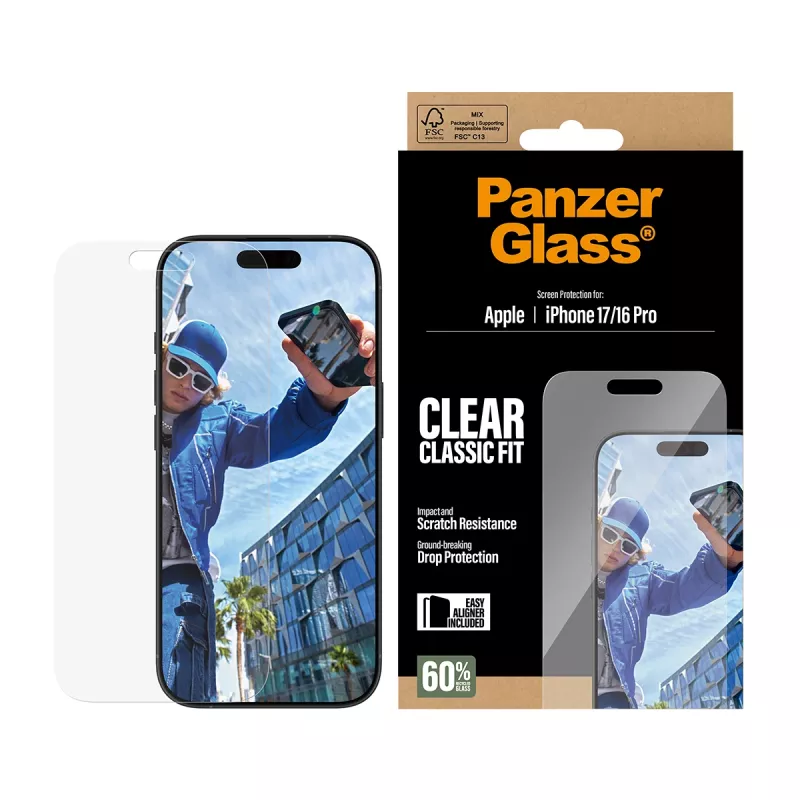 PanzerGlass ® displayschermfolie iPhone 17 | iPhone 16 Pro | Classic Fit met EasyAligner