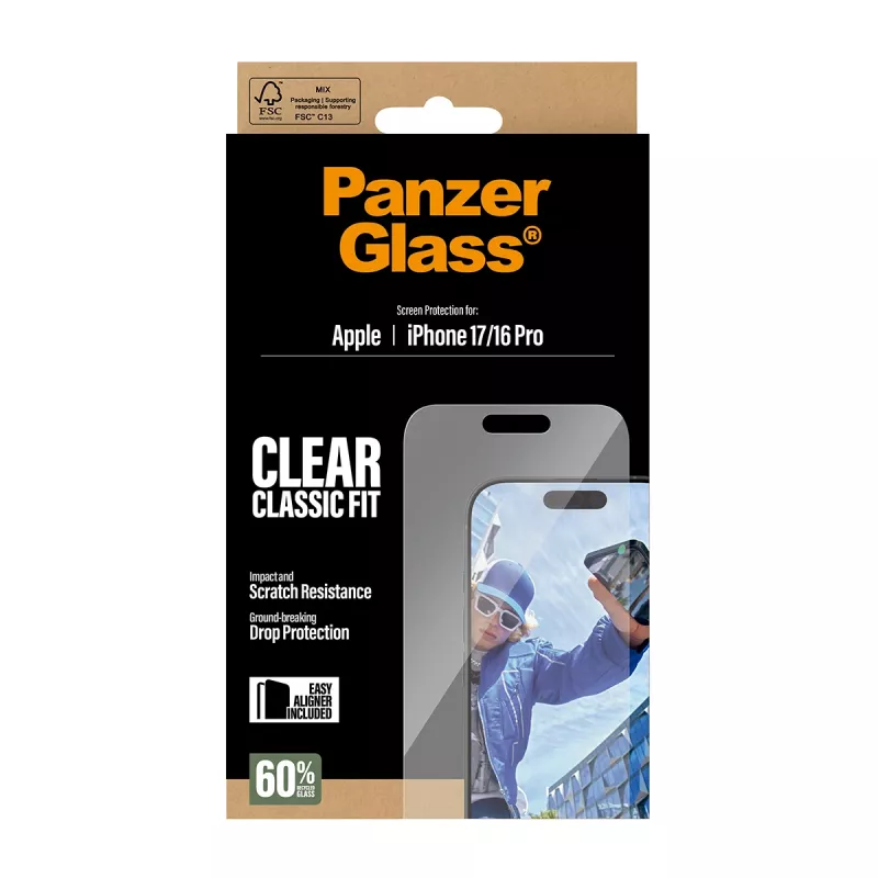 PanzerGlass ® displayschermfolie iPhone 17 | iPhone 16 Pro | Classic Fit met EasyAligner