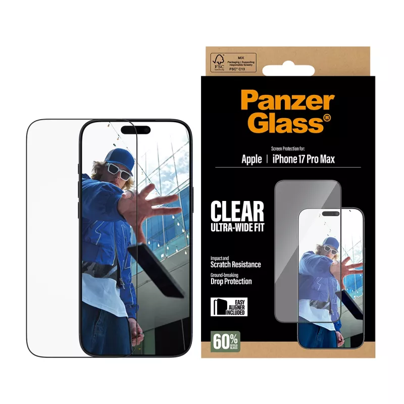 PanzerGlass ® Screen Protector iPhone 17 Pro Max | Ultra-Wide Fit met EasyAligner