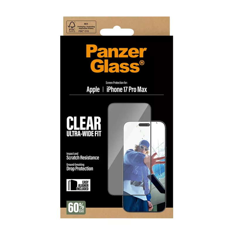 PanzerGlass ® Screen Protector iPhone 17 Pro Max | Ultra-Wide Fit met EasyAligner