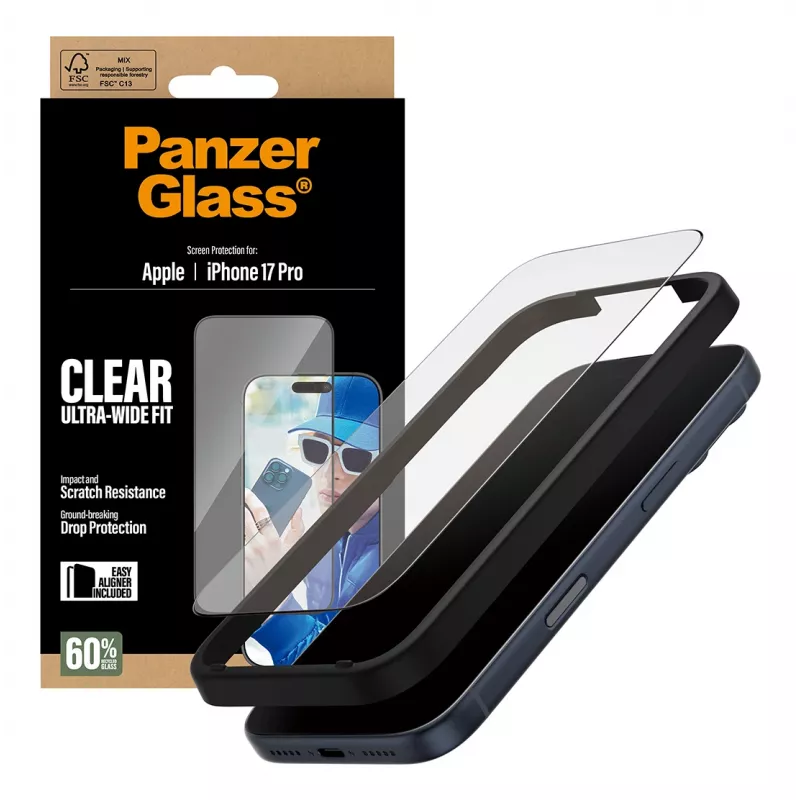PanzerGlass displayschermfolie iPhone 17 Pro Ultra-Wide Fit EasyAligner krasvast stootvast