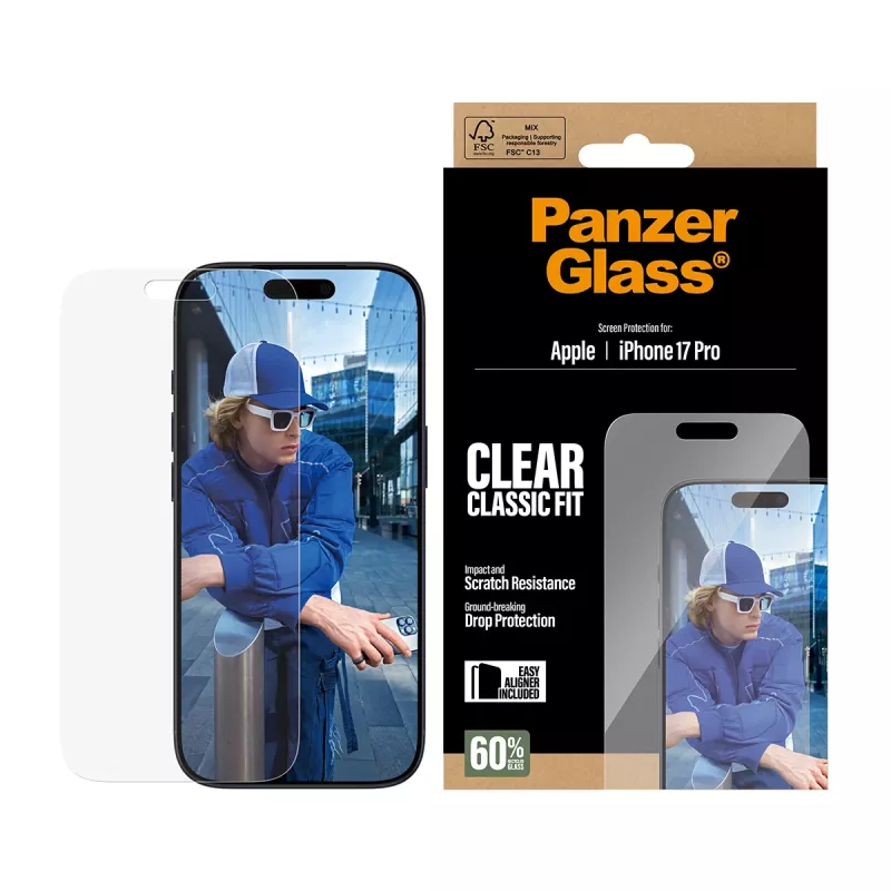 PanzerGlass iPhone 17 Pro Classic Fit EasyAligner displayschermfolie, krasvast, stootvast
