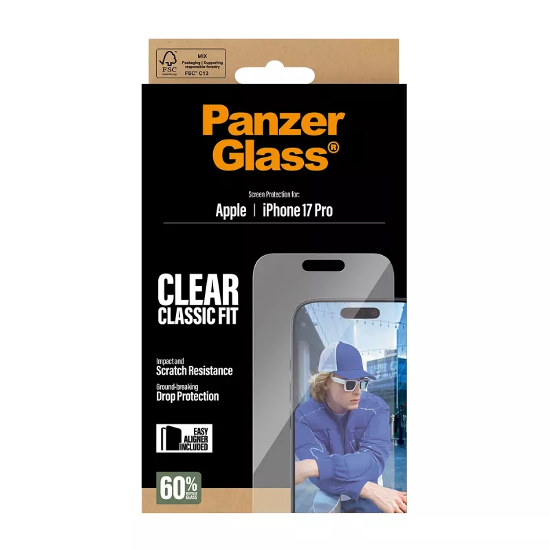 PanzerGlass iPhone 17 Pro Classic Fit EasyAligner displayschermfolie, krasvast, stootvast