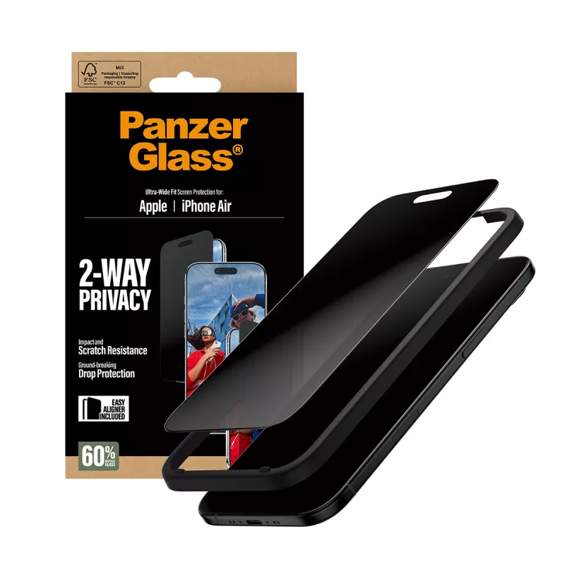 PanzerGlass ® 2-Way Privacy Screen Protector iPhone Air | Ultra-Wide Fit met EasyAligner