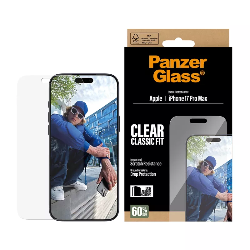 PanzerGlass ® displayschermfolie iPhone 17 Pro Max | Classic Fit met EasyAligner