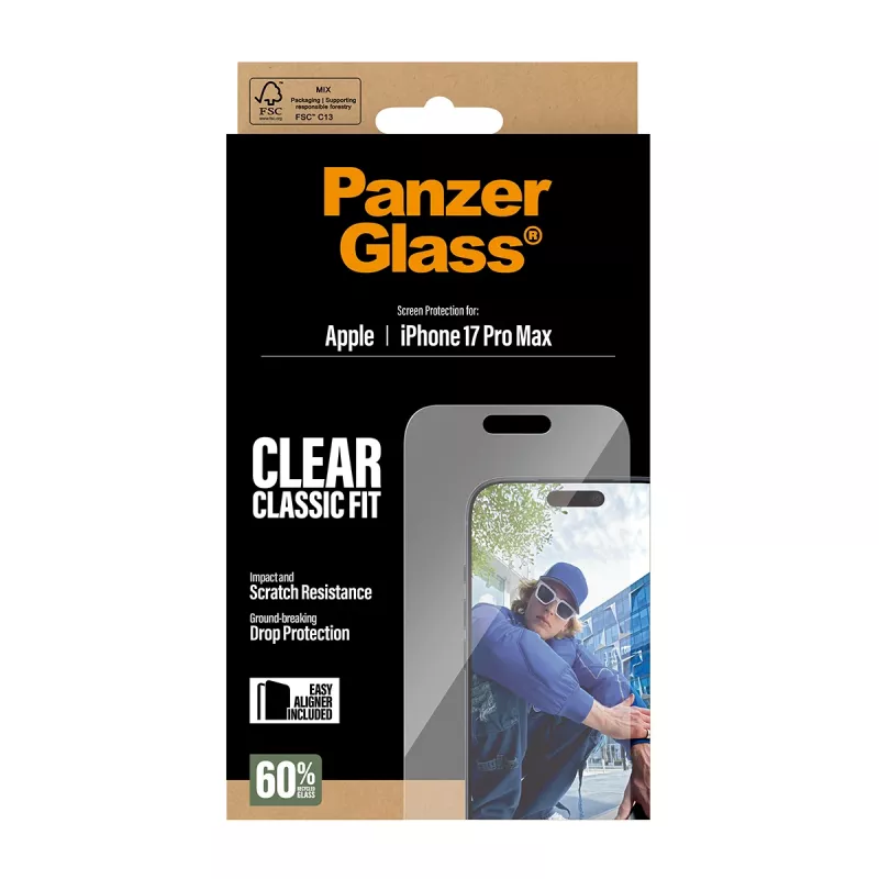 PanzerGlass ® displayschermfolie iPhone 17 Pro Max | Classic Fit met EasyAligner