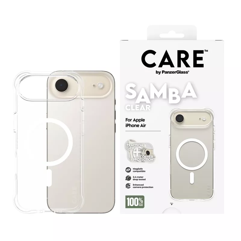 PanzerGlass CARE™ by ® Samba Case transparant met witte MagSafe iPhone Air