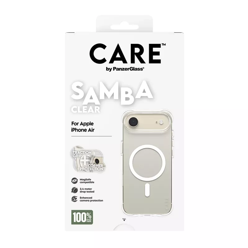 PanzerGlass CARE™ by ® Samba Case transparant met witte MagSafe iPhone Air