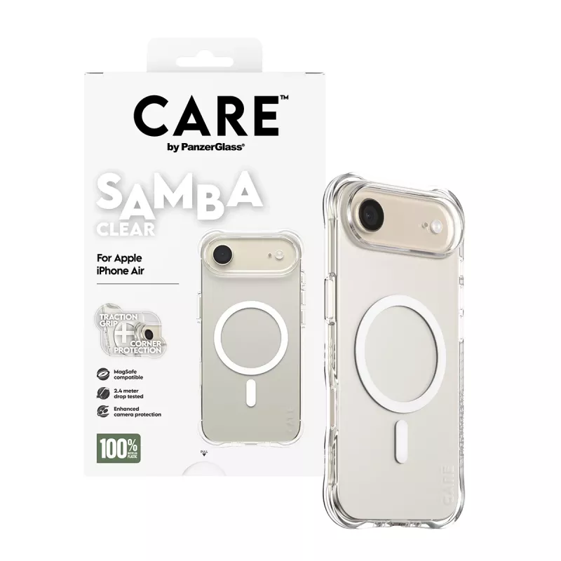 PanzerGlass CARE™ by ® Samba Case transparant met witte MagSafe iPhone Air