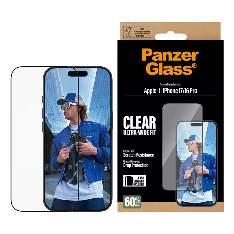 PanzerGlass ® displayschermfolie iPhone 17 | iPhone 16 Pro | Ultra-Wide Fit met EasyAligner