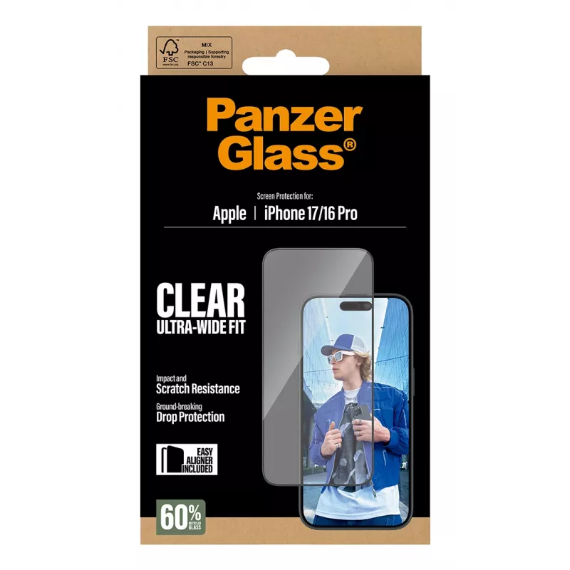 PanzerGlass ® displayschermfolie iPhone 17 | iPhone 16 Pro | Ultra-Wide Fit met EasyAligner