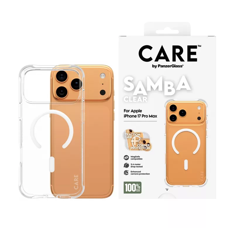 PanzerGlass CARE™ by ® Samba Case transparant met witte MagSafe iPhone 17 Pro Max