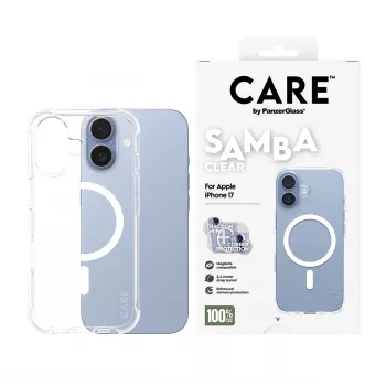 Hoesje PanzerGlass CARE by Fashionable Case Samba transparant met witte MagSafe iPhone 17