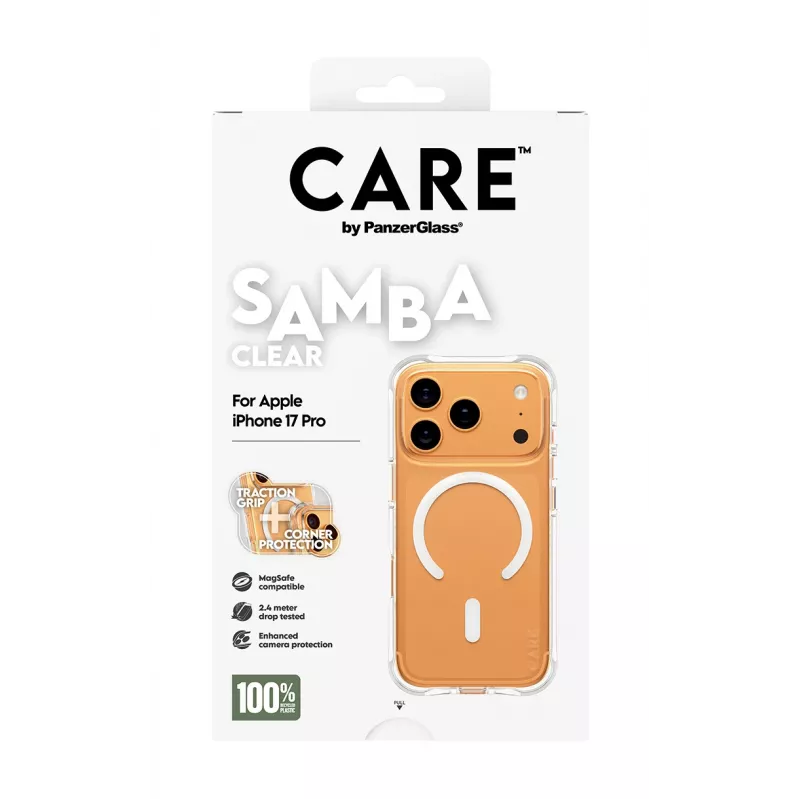 PanzerGlass CARE™ by ® Samba Case transparant met witte MagSafe iPhone 17 Pro