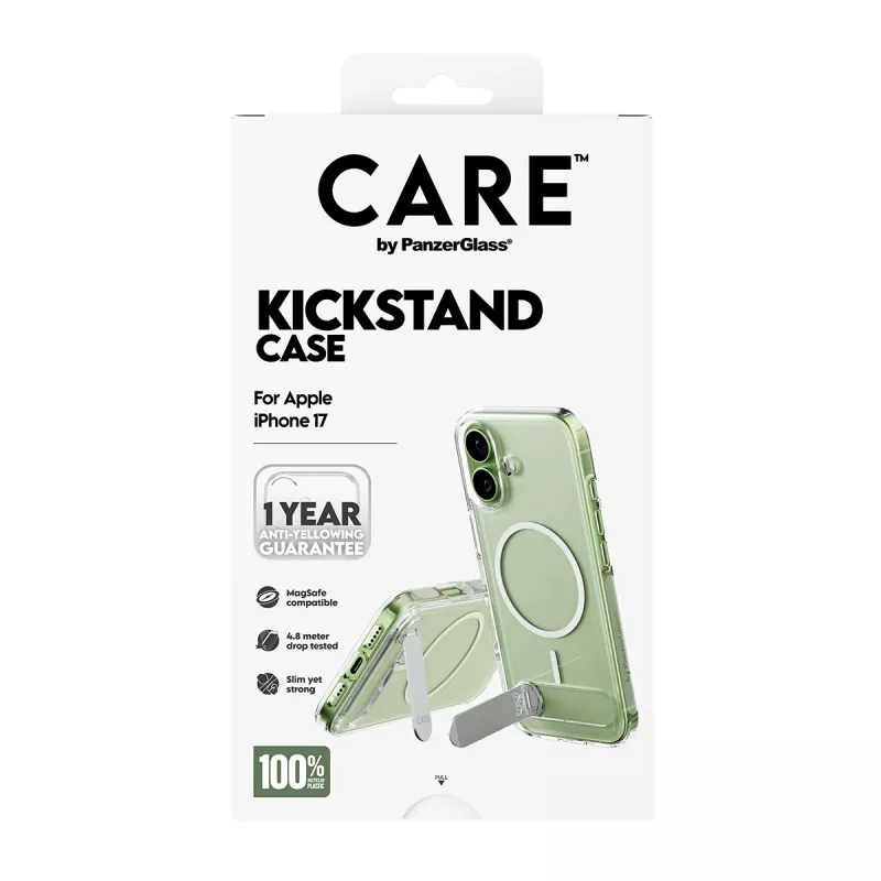 PanzerGlass CARE by Feature hoesje, transparant, met kickstand & MagSafe, iPhone 17