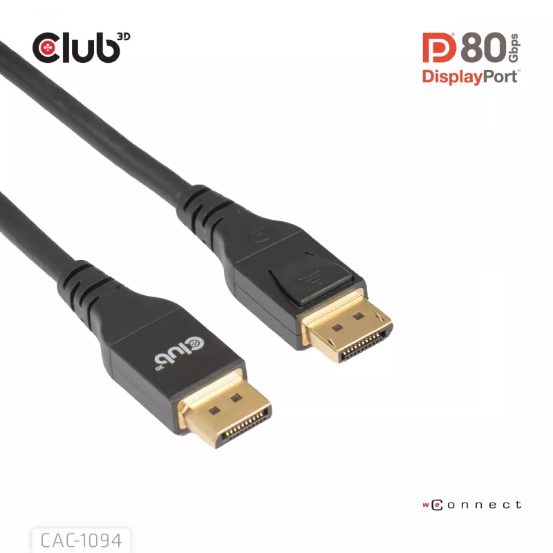 Club 3D CAC-1094 DisplayPort 2.1 VESA DP80-gecertificeerde kabel 8K 240 Hz, 2 m (6,56 ft), zwart