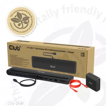 Dockingstation club 3d CSV-2541 USB-C met HDMI- en DisplayPort-uitgangen