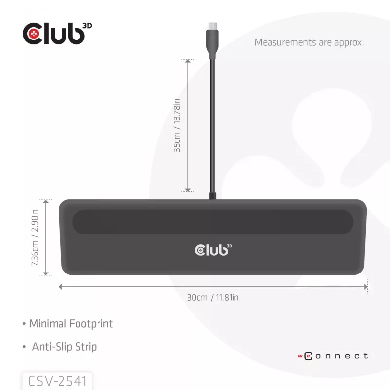 Dockingstation club 3d CSV-2541 USB-C met HDMI- en DisplayPort-uitgangen