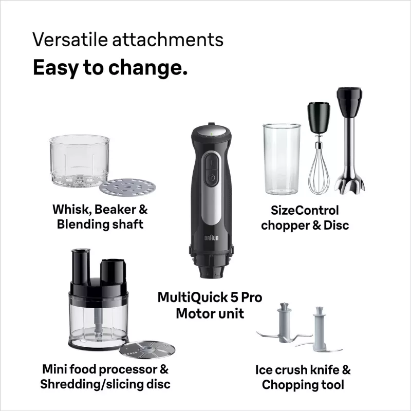Braun MultiQuick 5 Pro MQ55755M staafmixer 1000 W, 25+1 snelheden, metalen voet, maatbeker, garde, zwart