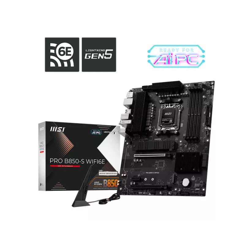 MSI PRO B850-S WIFI6E moederbord AMD B850 socket AM5 ATX