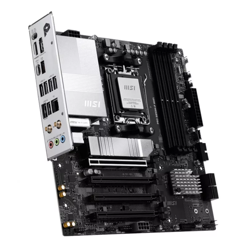 Moederbord MSI PRO B850M-P WIFI micro ATX, AMD B850, socket AM5, 4×DDR5 DIMM, 3×M.2, Wi‑Fi 7, 5Gb LAN