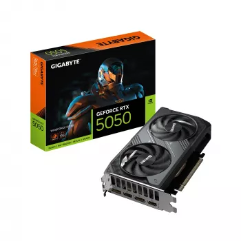 GIGABYTE GeForce RTX 5050 WINDFORCE OC 8G grafische kaart - 8GB GDDR6, 128bit, PCI-E 5.0, 2587MHz kloksnelheid, 2 x DP, 2 x HDMI, NVIDIA DLSS 4, GV-N5050WF2OC-8GD