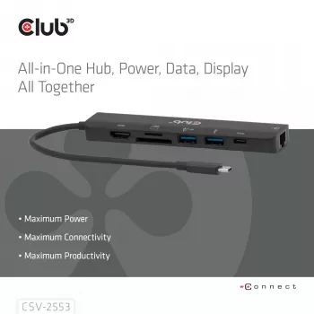 CLUB3D CSV-2553 interface-hub USB Type-C 5000 Mbit/s zwart