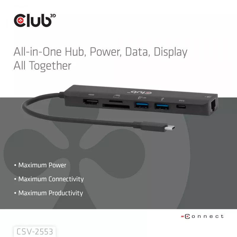 CLUB3D CSV-2553 interface-hub USB Type-C 5000 Mbit/s zwart