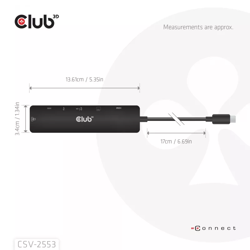 CLUB3D CSV-2553 interface-hub USB Type-C 5000 Mbit/s zwart