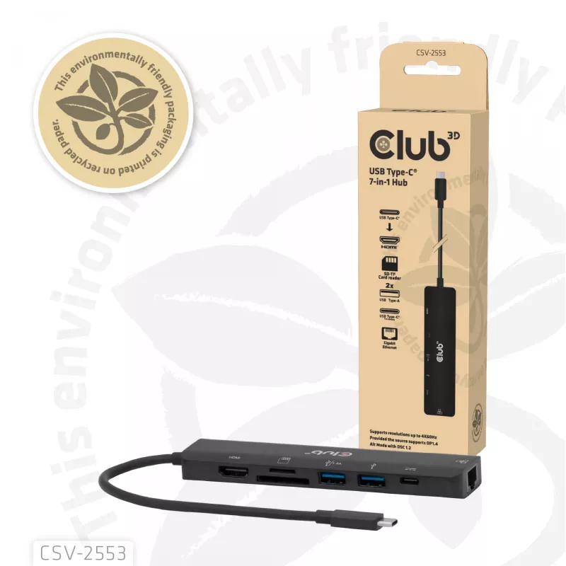 CLUB3D CSV-2553 interface-hub USB Type-C 5000 Mbit/s zwart