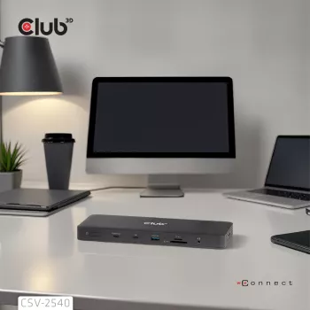 Dockingstation CLUB 3D 14-1 USB-C Quad Display USB4 met 2× USB 2.0-aansluitingen