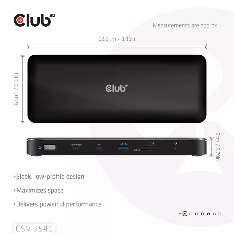 Dockingstation CLUB 3D 14-1 USB-C Quad Display USB4 met 2× USB 2.0-aansluitingen
