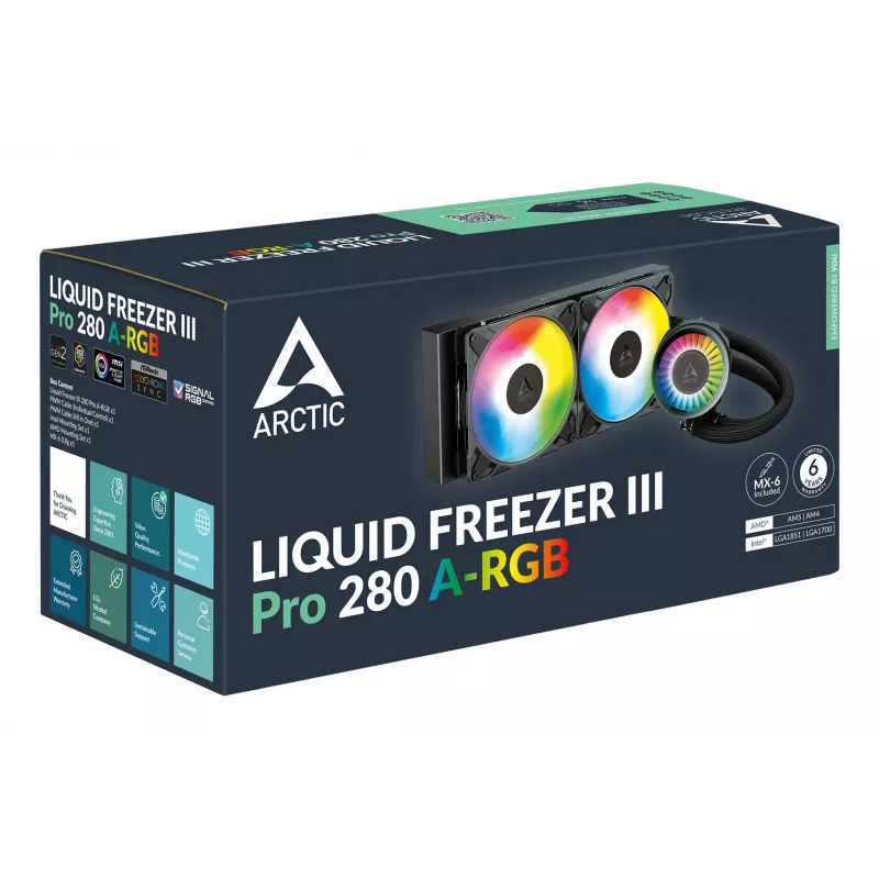 ARCTIC Liquid Freezer III Pro 280 A-RGB - multi-compatibele all-in-one CPU-waterkoeler met A-RGB