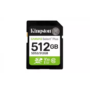 Kingston Technology 512GB SDXC Canvas Select Plus Gen3 150MB/s C10 UHS-I U3 V30