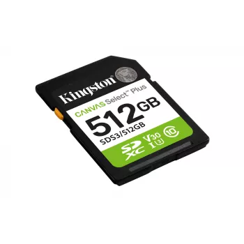 Kingston Technology 512GB SDXC Canvas Select Plus Gen3 150MB/s C10 UHS-I U3 V30