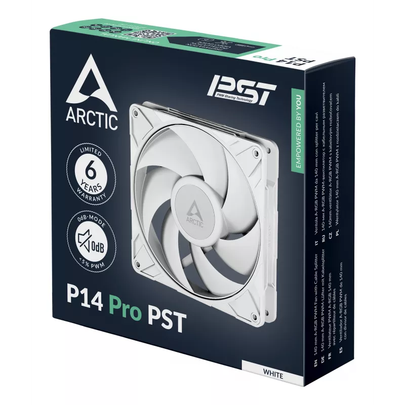 ARCTIC P14 Pro PST (wit) 140 mm PWM-ventilator met kabelsplitter