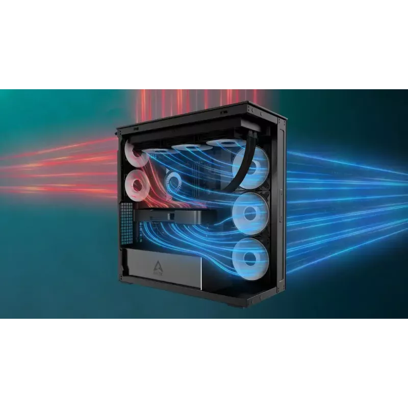 PC-behuizing ARCTIC Xtender (Mirror Black) midi-tower zwart