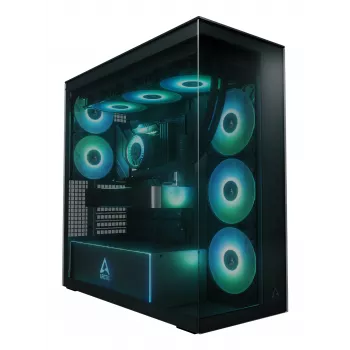 ARCTIC Xtender (zwart) Premium E-ATX pc-behuizing, midi-tower, pc, zwart, EATX, metaal, gehard glas, gaming