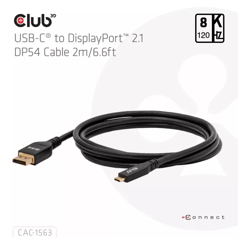 CLUB3D CAC-1563 videokabel-adapter 2 m USB Type-C DisplayPort zwart