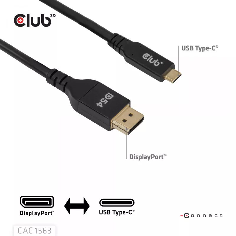 CLUB3D CAC-1563 videokabel-adapter 2 m USB Type-C DisplayPort zwart
