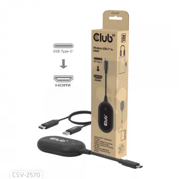 CLUB3D draadloze USB-C® naar HDMI™, 1920 x 1080 pixel, AV-zender & -ontvanger, bedraad & draadloos, zwart, HDCP